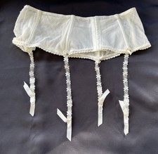 Cacique Bride Bridal Floral Lace Hearts  Bows Garter Belt Plus Size 18/20 Ivory