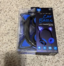 HYPE Cat Ears LED Lights Headphones with Mic BLUE NEW SEALED AUX compatible