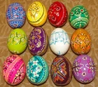 12 Hand Made Wood Pysanky Easter Eggs.  Pysanka Egg from Ukraine