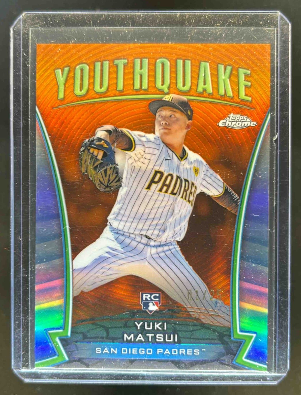 2024 Topps Chrome Update Yuki Matsui Youthquake RC Orange Refractor #1/25 Padres