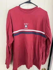 Abercrombie & Fitch Shirt Mens Large Red Long Sleeve Crewneck Stripe A&F Graphic