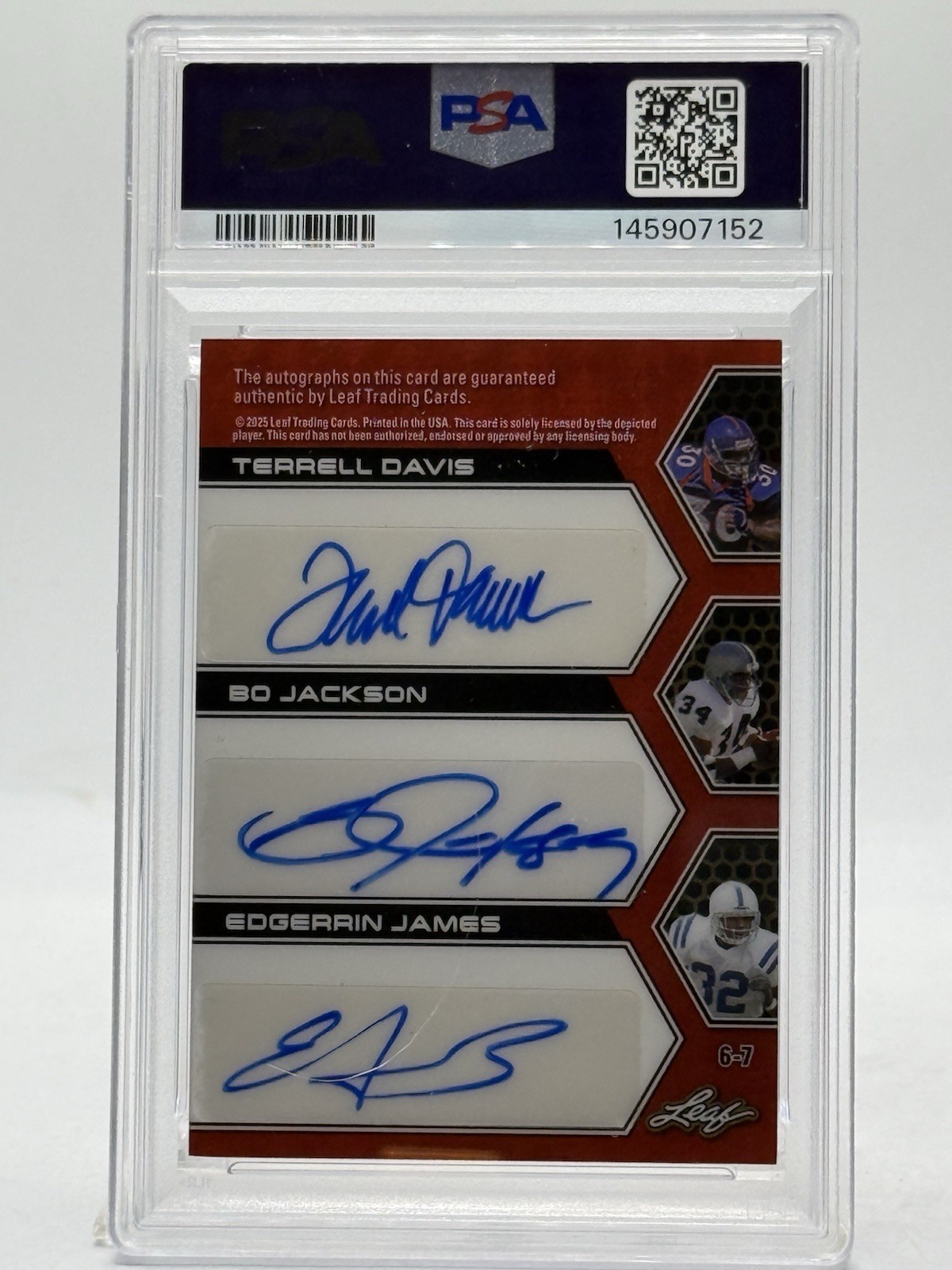 2025 Leaf FB Nation Red Flood (6) HOF INDUCTEES (AUTO - #'d 1/ 1) PSA GEM MT 10 view 4