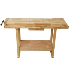 55" Wood Workbench - Heavy Duty Garage & Home Workshop Table - Solid Wood