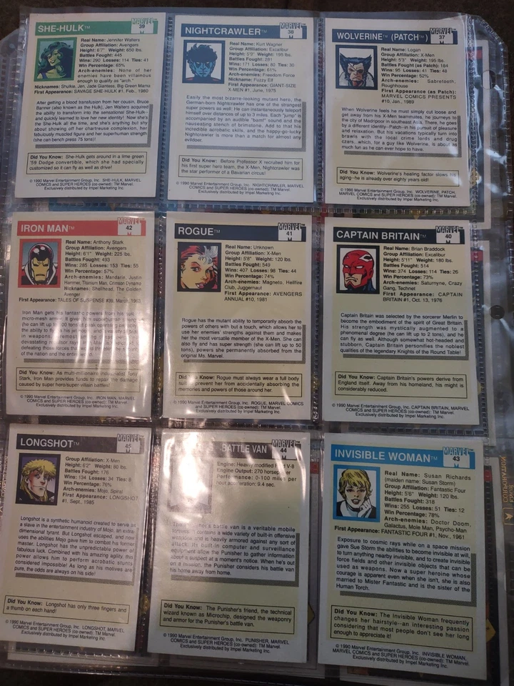 1990 Universo Marvel Série 1 Cartões Comerciais CONJUNTO BÁSICO COMPLETO 1-162 QUASE PERFEITO/PERFEITO - Imagem 2 de 4