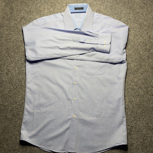 XMI Platinum Dress Shirt Mens 16.5 34/35 Blue Long Sleeves Button Up 100% Cotton - Picture 4 of 9