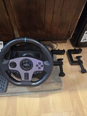 PXN Wired Racing Wheel Set w/ Pedals & Clamp-Mount Gear Shifter Black/Silver