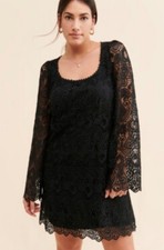 Anthropologie Maeve Black Lace Long Sleeve Dress Goth Dark Romantic Sz 2 NWT 90s