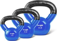 Yes4All Kettlebell Set Vinyl Coated Weights Combo for Full 30.0 Pounds, Blue 