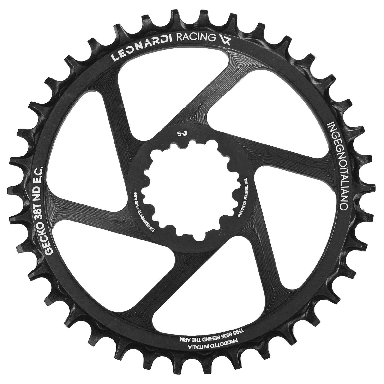 Кольцо прямого крепления Leonardi Gecko Boost, 38T - Черное