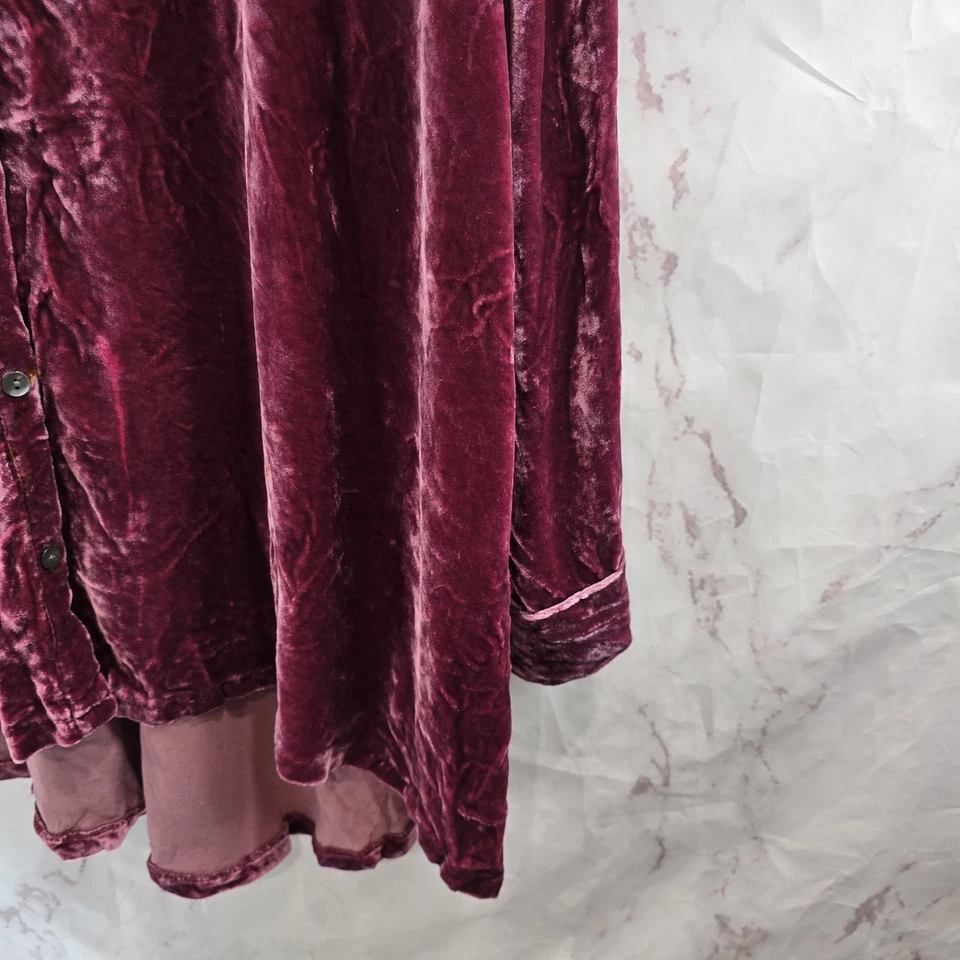 Camisa J Jill Mujer XL Rosa Terciopelo Aplastado Terciopelo Manga Larga Seda Blusa  Foto 4 de 4