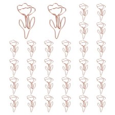 30pcs Cute Flower Shaped Paper Clips for Fun Supplies, Rose Gold