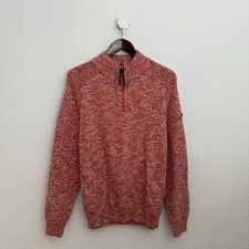 Walbusch Herren Pullover Gr. L/XL Rot Meliert Troyer