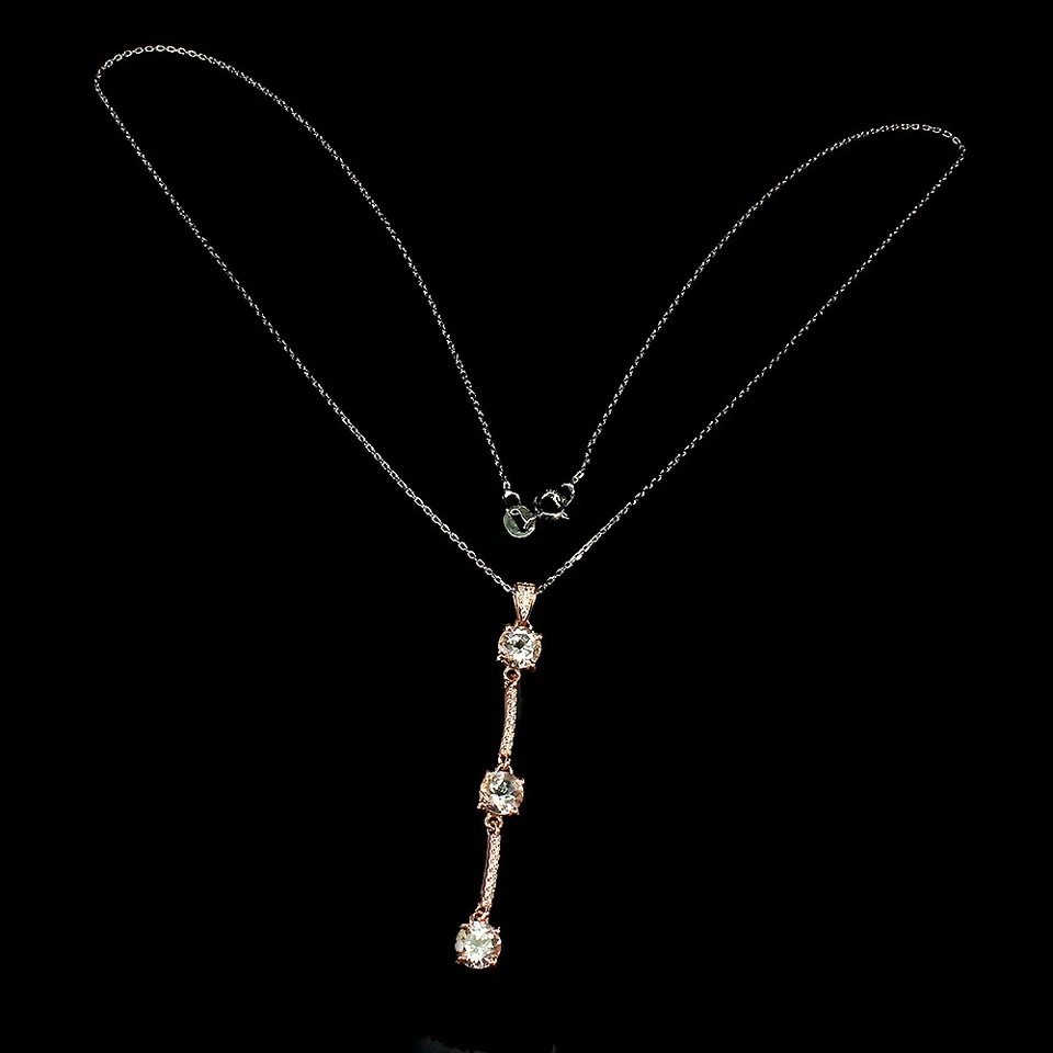 Collar de plata de ley 925 redondo morganita 6 mm piedras preciosas naturales joyería 18 pulgadas Foto 3 de 4