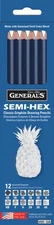 General Pencil Semi-Hex Graphite Drawing Pencils 12/Pkg-
