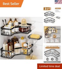 3 Pack Corner Shower Caddy with Soap Holder, Large Capacity Sturdy Easy Insta...