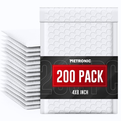 4x8'' Bubble Mailer 200 Pack Waterproof White Small Bubble Mailers Usable Size...