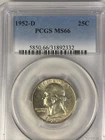1952-D 25C Washington Quarter PCGS MS66 Silver US Coin