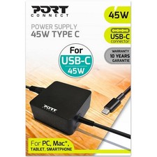 Image of Port Connect 45W USB-C Charger UK Plug for Laptops Tablets & Smartphones