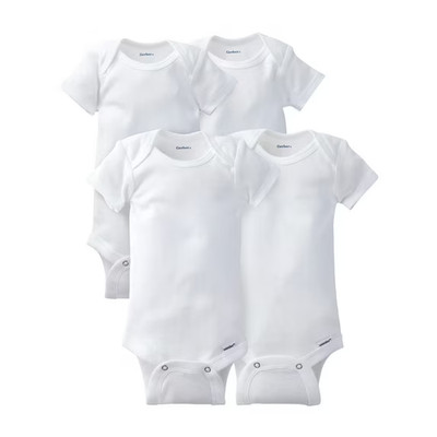 Gerber Unisex Short Sleeve White Onesies Bodysuits, 4-Pack 24 months