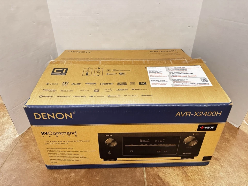 Denon AVR-X2400H 7.2 Ch 4K AV Receiver w/ HEOS® Built-in Bluetooth Wifi Comp New - Image 2 of 4
