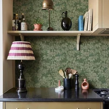 Green Leaf Wallpaper Peel and Stick Green Wallpaper 15.8"x480" 6 PACK LOT