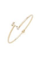 Latelita T Initial Armreif Goldfarben 925 Sterling Silber Bangle CZ