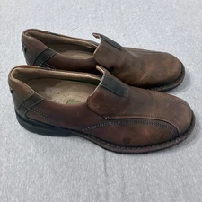 Clarks Escalade Loafer Shoes Brown Leather Casual Dress 70846 Mens Size 9.5M