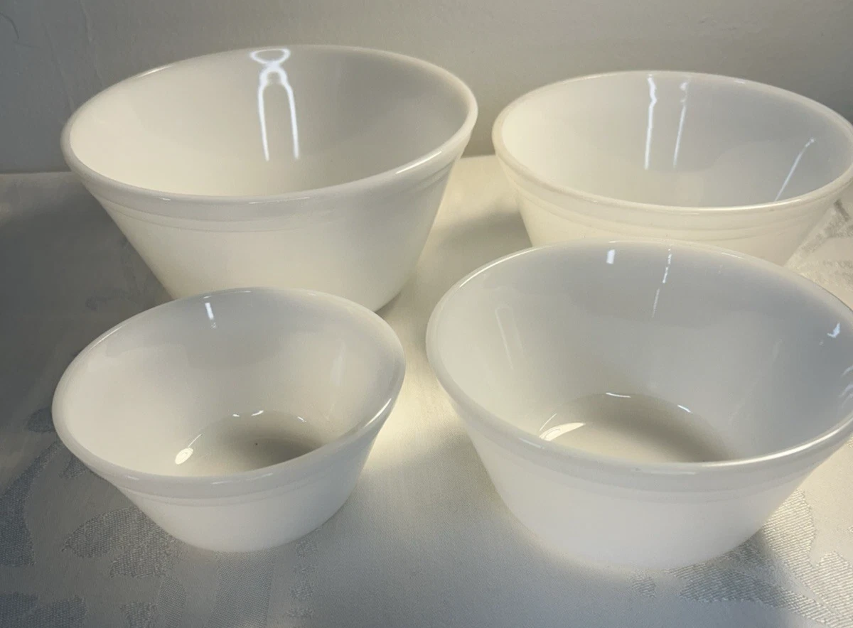 Federal Glass White Milk Glass Nesting Bowls Set of 4