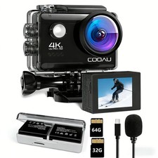 COOAU Action Cam HD 4K 20MP WiFi Unterwasserkamera 40M Wasserdicht 1200mAh 170°
