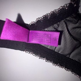 Agent Provocateur Black Sheer Mesh Underwire Bra Pink Lace Trim Bow 36D Vintage