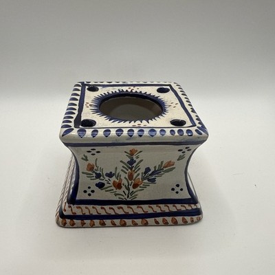 Antique Henriot Quimper French Faience Inkwell - Hand Painted Floral