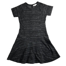 Ann Taylor LOFT Dress Women’s Size 8 Black Gray Speckled Short Sleeve Flare Zip
