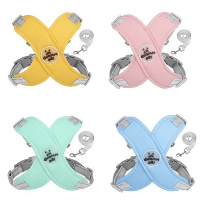 Dog Harness No Pulls with Leash Metal D-Ring Reflective Pet Vest No Choke