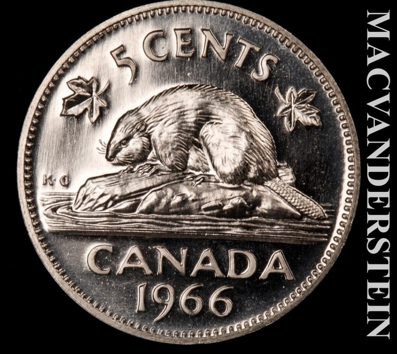 Canada: 1966 Five Cents - Choice Gem Brilliant Unc  Proof-Like  #L6286