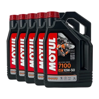 MOTUL 7100 SAE 10W-50 4T Huile De Moto API SP, JASO MA2, 5x4 Litres - Photo 1/3