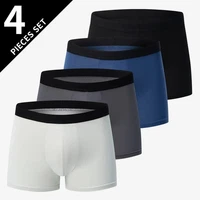 4-Pack Men’s Solid Color Boxer Briefs – Antibacterial, Breathable, Plus Size Sho
