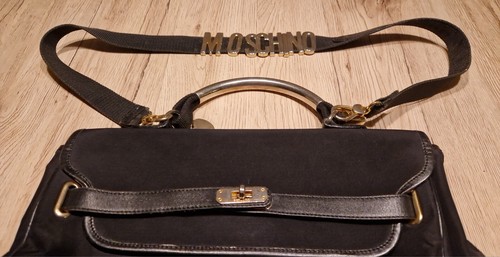 Borsa a mano originale Moschino Redwall borsa nera borsa a tracolla vintage - Foto 9 di 16