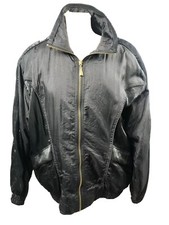 Vintage 80  s Black Parachute Track Jacket Womens L