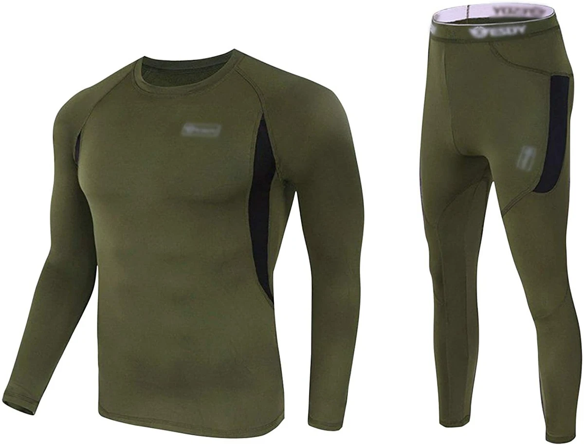 Clearance Thermal Underwear for Men Fleece Base Layer Top Bottom Set  Insulated Long Johns for Cold Weather Hunting