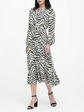 NWT Banana Republic Print Midi Shirt Dress, Zebra Print SIZE 4    #493329 T0119