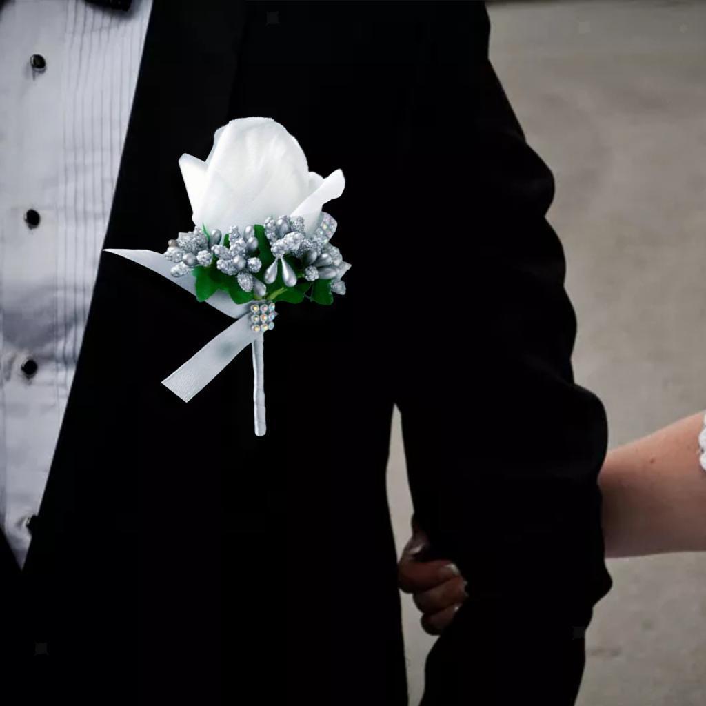 Wedding Boutonniere Buttonholes Groom Best Man Suit Rose Brooch Flowers