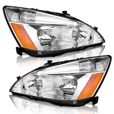 Pair Headlights For 2003-2007 Honda Accord 2-door4-door Chrome Headlampsused