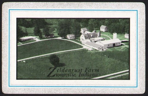 Vintage single playing card ZELDENRUST FARM pic silver border Zionsville Indiana