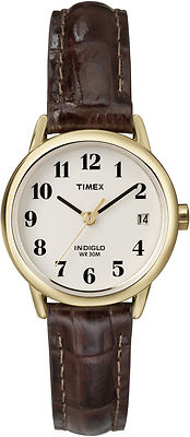 Timex T20071, Easy Reader, Women's, Date, Brown Leather Watch, Indiglo