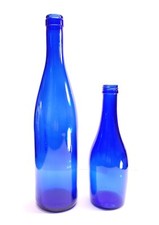 2 Cobalt Blue Glass Bottles 12.25" Wine And 8" Water Screw Top Both Contemporary