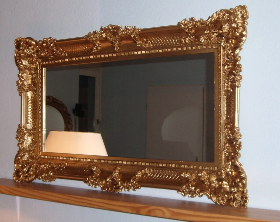 Espejo de Pared Dorado 96x57 Antigua Barroco Rococó Lujoso Repro Deco Wow Nuevo - Imagen 4 de 4