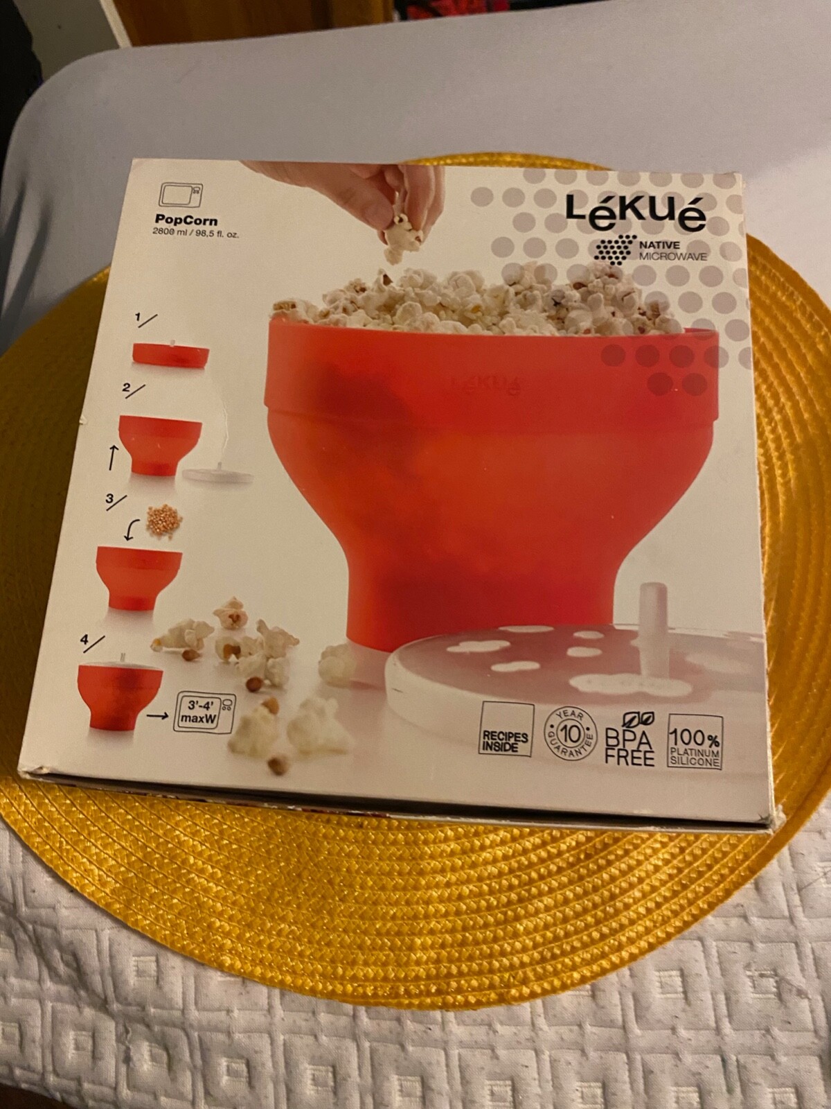 Lekue Mini Microwave Popcorn Maker, Single Serving