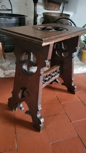 Arts And Crafts Gothic Carved Joint Stool Medieval Style - Picture 7 of 24