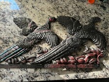 VINTAGE CAST ALUMINUM PHEASANT WALL HANGING 12x9 Set Of Two