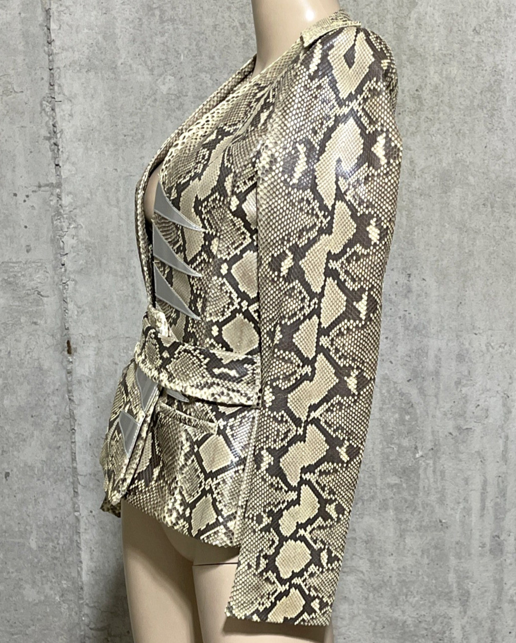 Altuzarra SnakeSkin Leather Python Jacket Silver … - image 9